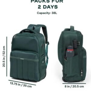 GREEN BAGPACK WITH TROLLY 38L CAPACITY